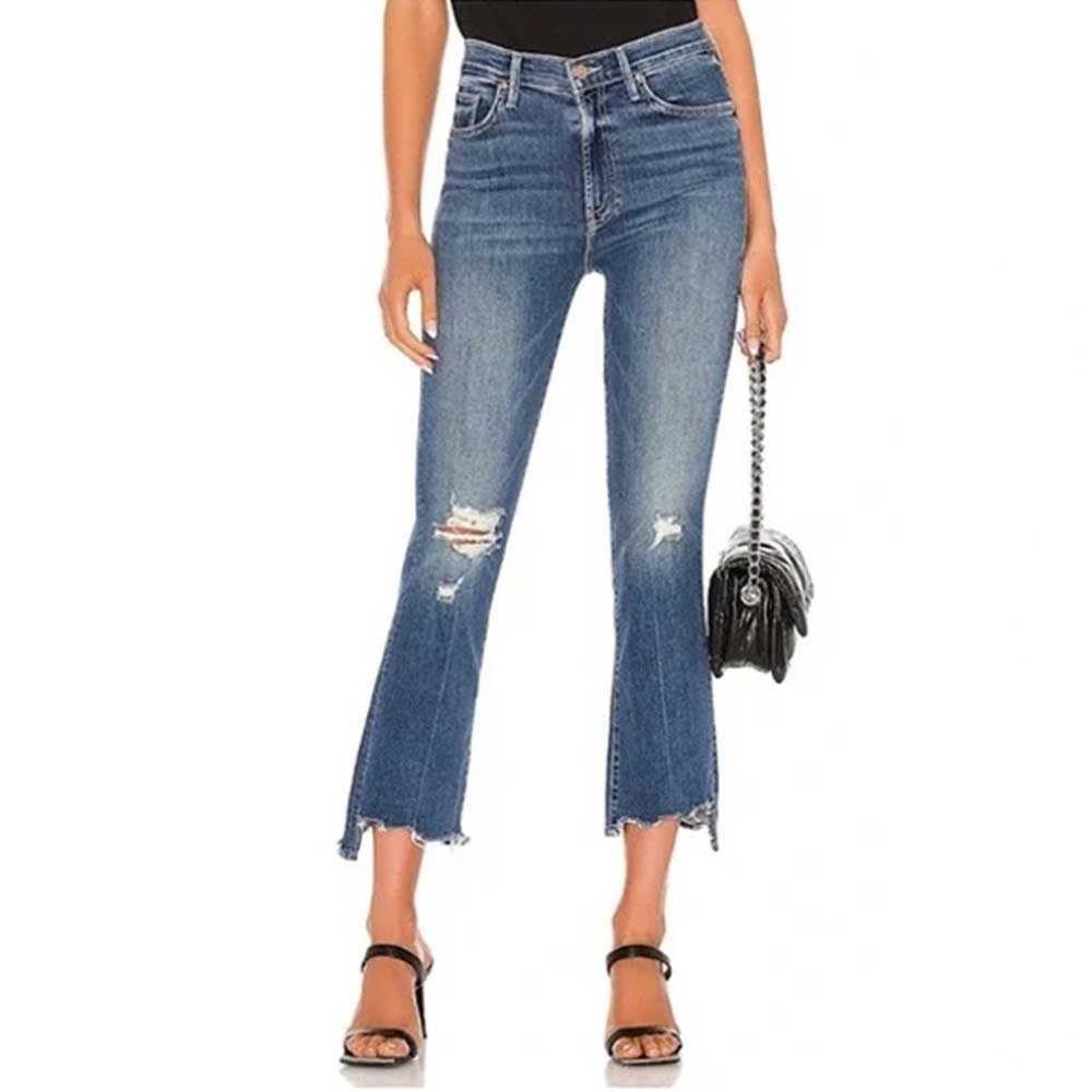 MOTHER The Insider High Rise Crop Step Fray Bootcut Jeans size 30